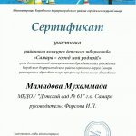 Сертификат Самара-город мой родной Мамадов М.
