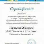 Сертификат Самара-город мой родной Тойчиева Ж.